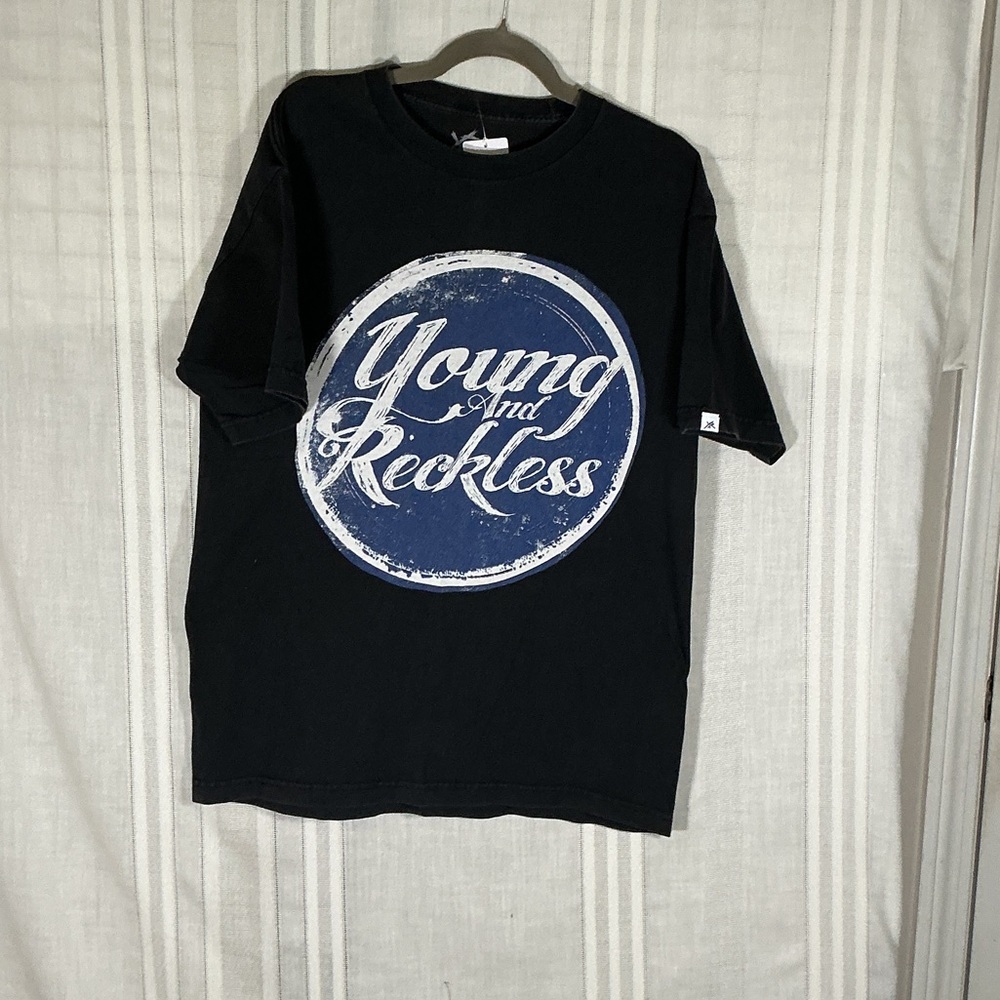 Young & Reckless Black Short Sleeve Tee with Blue Logo